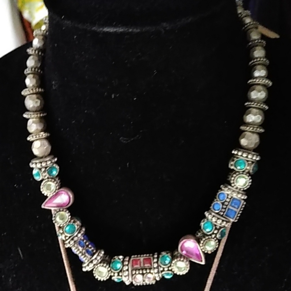 Chico's multi colored metal bead necklace